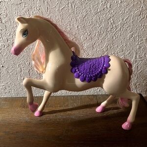 Barbie Beige Horse, Pink and Cream Mane, Tail, and Purple Saddle